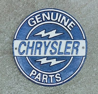CHRYSLER Genuine Parts, Highland Park, 7.5” Cast Iron Wall Sign - Image 1 of 2