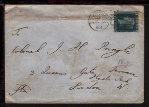 UK GREAT BRITAIN 1863 SEVENOAKS VICTORIA 2d BLUE COVER to LONDON (L414) - Bild 1 von 2