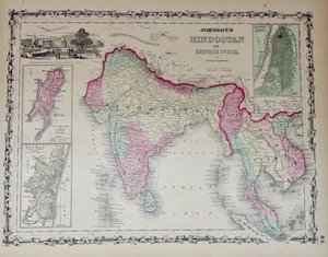 [MAPA] Hindostán de Johnson o India Británica (c. 1861) - Imagen 1 de 1