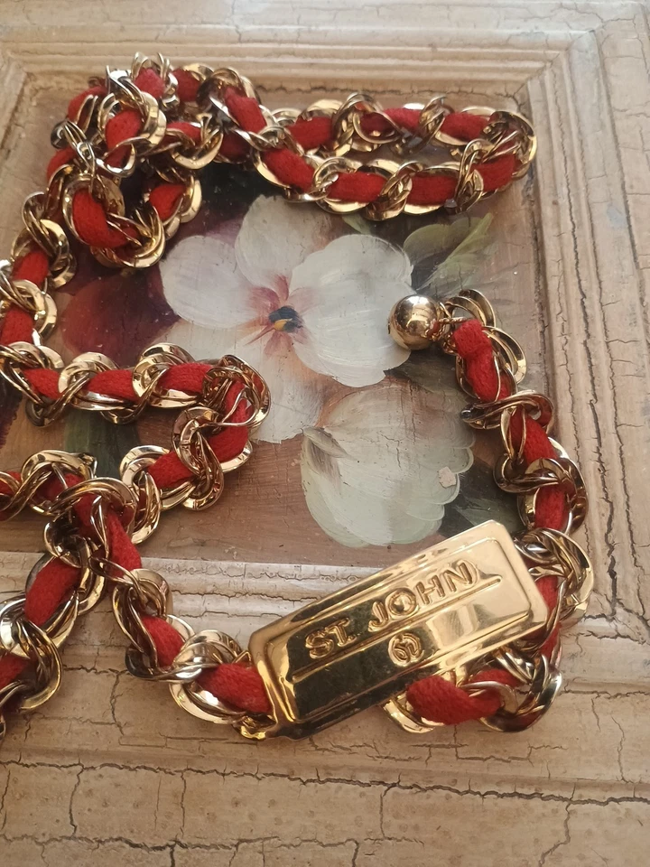 Cinturón De Colección St John Mujer Preppy Romántico Caprichoso Rojo Hecho en Italia Foto 1 de 4
