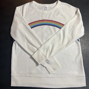 Adult EXTRA SMALL Old Navy Rainbow White Pullover Crewneck Sweatshirt LGBT Pride - Picture 1 of 8