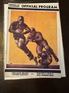 1934 Chicago Bears vs Pacific Coast All-Americans Football Program - Picture 1 of 12