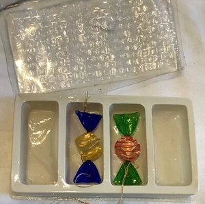 2 Pc Hand Blown Art Glass Wrapped Hard Candies Figurines Ornaments 2.5” Long - Picture 1 of 4
