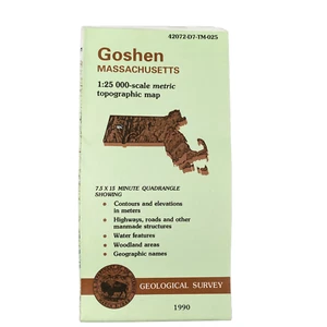 USGS Topographic Map 1990 Survey 30"x60" MA Goshen 42072-D7-TM-025 - Picture 1 of 4