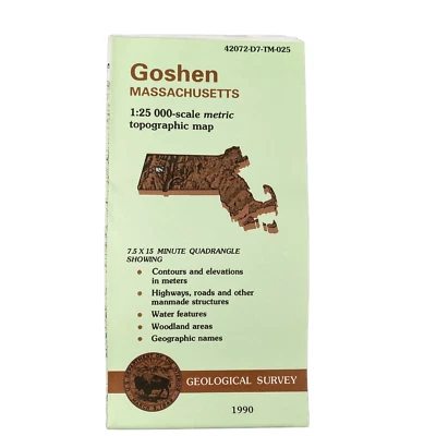 USGS Topographic Map 1990 Survey 30"x60" MA Goshen 42072-D7-TM-025 - Image 1 of 4