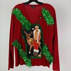 Ugly Christmas Sweater Womens Large Sexy Santa Reindeer Funny Winner OOAK