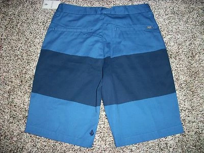 VOLCOM STONE Nuevo Con Etiquetas Pantalones Cortos para Caminar Para Hombres Informales Azul Rayas Chino SIN BOLSILLO 36 38 Foto 1 de 2