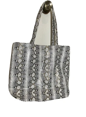 Sack Fith Avenue White and Black Python Pattern Extra Large Tote Bag. - Image 1 of 4