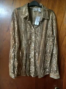 chicos size 2 Sheer Button Up Beautiful Top. A Holiday Must Have. New w Tags. - Picture 1 of 8