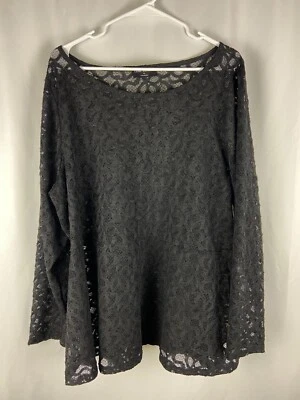 Lane Bryant Women's Size 22 Blouse Black Lace with Long Sleeves - Image 1 of 4
