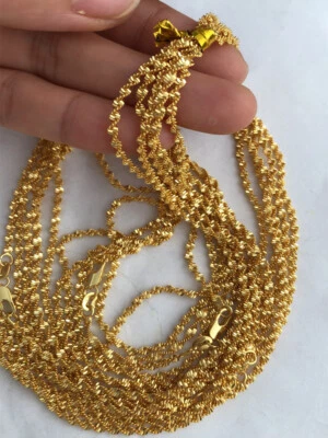 Collar colgante doble onda de agua cadena GF de oro amarillo de 18 quilates de 16-30" 1 pieza Foto 1 de 2