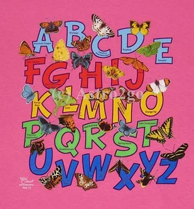 BUTTERFLY A-Z--Butterflies Moths Alphabet Insects Bugs Nature Kids T shirt XS-Lg - Picture 1 of 2