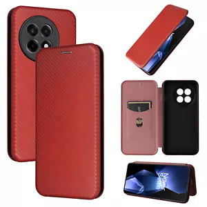 For OnePlus 13R, Luxury Carbon Fiber Flip Leather Wallet Card Full Cover Case - Picture 1 of 21