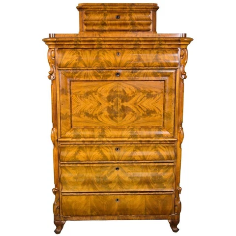 Antique Victorian Flame Mahogany Abante Desk #21701 Cover