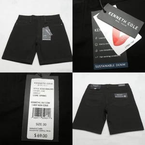 Kenneth Cole Denim Shorts Mens 30 Black Sustainable 9" Stretch 32x18 NEW - Picture 1 of 19