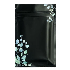 Bolsas planas de lámina de Mylar resellables con estampado azul negro a prueba de olores 100/200/500 - Imagen 1 de 6