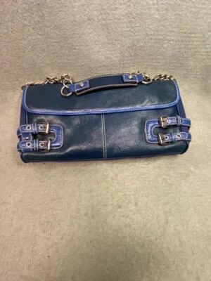 FRANCO SARTO СИНИЙ КОЖАНЫЙ НАПЛЕЧНАЯ СУМКА НЕМНОГО Б/У - Изображение 1 из 4