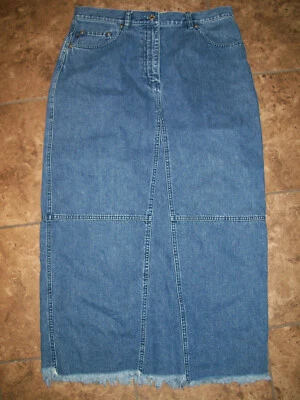 Falda vaquera Ralph Lauren para mujer espalda dividida dobladillo crudo larga modesta talla 12 Foto 1 de 4