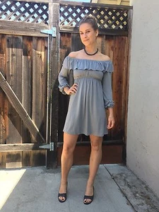 Women Ruffle Dress Off Shoulder Long Sleeve Sexy Casual Party James & Joy - Picture 1 of 8