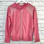 Southern Lady Zip Up Knit Jacket with Hood in Pink Shimmer Womens Size S