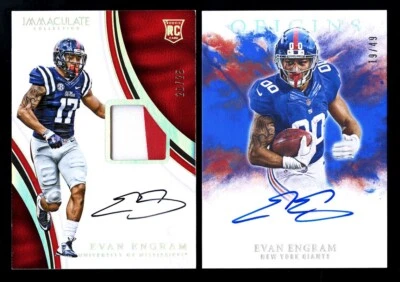 2017 PANINI IMMACULATE EVAN ENGRAM 20/25 DOUBLE COLOR PATCH ORIGINS 19/49 ROOKIE - Image 1 of 2