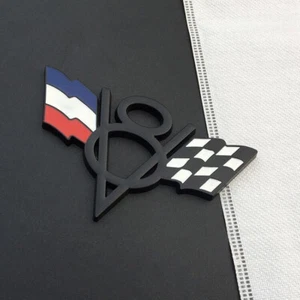 3D Metal V8 France Flag Racing Car Body Rear Trunk Badge Emblem Decal Sticker - Picture 1 of 1