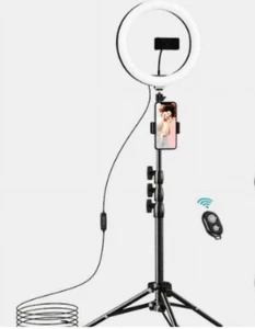 LETSCOM F-533 10.2" Selfie Ring Light Dimmable with Tripod Stand, 2Phone Holders - Picture 1 of 4