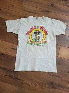 Rara maglietta bootleg vera vintage anni 80 90 Bart Simpson Bart Marley Bob Marley - Foto 1 di 5