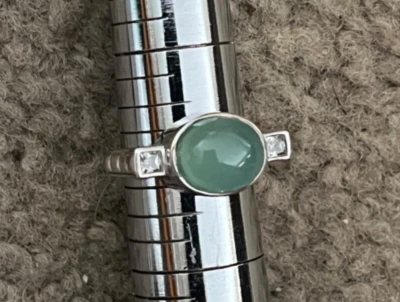 Anillo Judith Ripka Espuma de Mar Calcedonia Esterlina y Topacio Talla 8 Foto 1 de 4