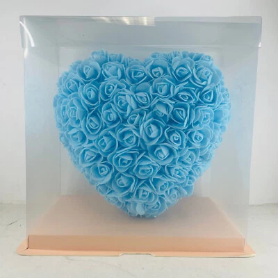 8" Artificial Rosa Azul Corazón Pared San Valentín Novia Esposa Regalo con Caja Foto 1 de 4