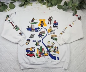 VTG Jerzees Minnesota Landmarks White Location Sweatshirt Size L Souvenir - Picture 1 of 10