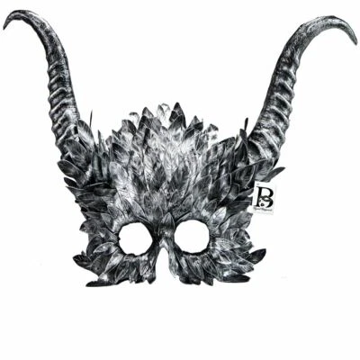 Owl Horns Masquerade Ball Mask Plague Doctor Bird Halloween Cosplay Silver - Image 1 of 2
