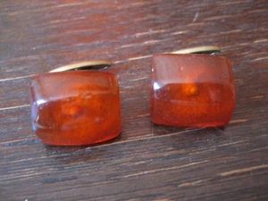 tolle Art Deco Bernstein Manschettenknöpfe Amber Cufflinks toller Schliff Unikat - Bild 1 von 3