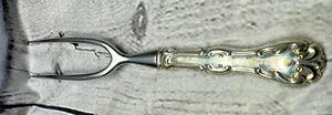 Art Nouveau Style Italian Sterling Silver Handles Carving Meat Fork - Picture 1 of 16