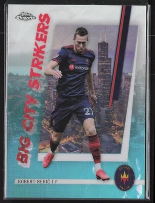 2021 Chrome MLS Big City Strikers Aqua Refractor 88/99 Robert Beric Rookie RC - Image 1 of 2