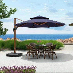 PURPLE LEAF Round 10/11/12/13ft Patio Outdoor Pool Cantilever Umbrella with Base - Picture 1 of 33