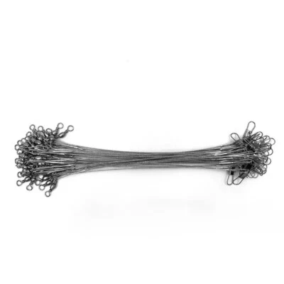 Línea de señuelos de pesca líder de alambre traza de acero inoxidable 100 piezas con broche de presión y giratorios Foto 1 de 4