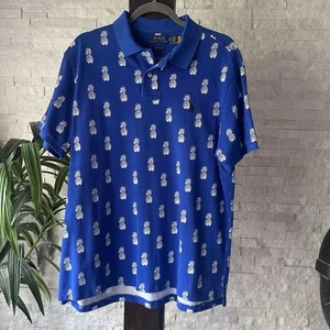 Ralph Lauren Poloshirt blau Custom Slim Fit mit Ananas Print Gr. XL - Bild 1 von 7