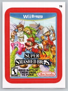 Topps Wacky Packages #76 2015 Wiibrew Super Smashed Bros borde rojo - Imagen 1 de 2