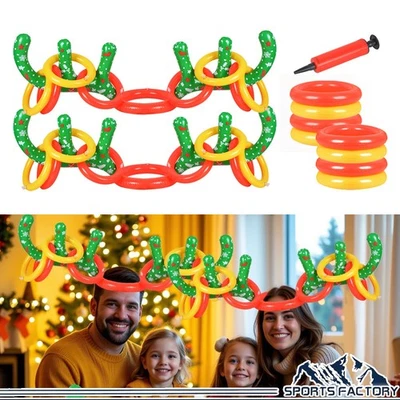 Anillo de cuerno de reno inflable de Navidad para 2-8 jugadores juego de lanzamiento regalos para Navidad Foto 1 de 4