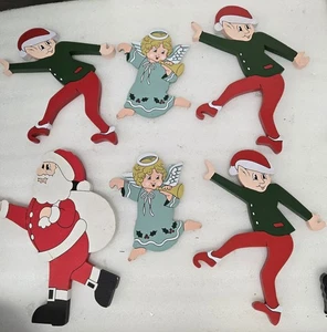 Vintage Lot Holzelfen & Weihnachtsmann Weihnachten Leiter Kletterer NCE 90er Urlaub Ersatz - Bild 1 von 6