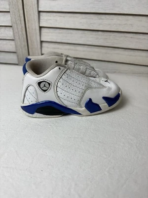 Nike Air Jordan 14 Retro Blanco Hyper Royal 312093-104 Zapatos para niños Talla 8C Foto 1 de 4
