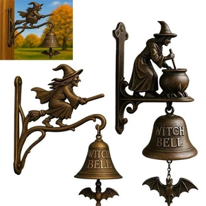 Vintage Hexe Türglocke – Legierung Halloween Schutz Türhänger Glocke mit Hexe - Bild 1 von 15