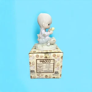 Precious Moments I Believe In Miracles E-7156 1981 Boy With Chick Gift With Box - Picture 1 of 8