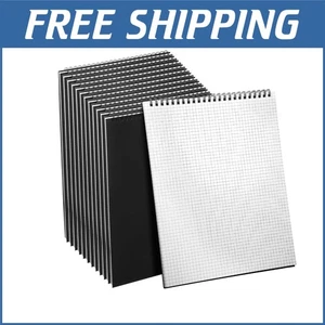 12 Pack Spiral Graph Paper Notebooks, 8.7 x 11.4 Inch for Engineers & Students - Picture 1 of 8