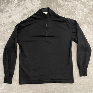 Pronto Uomo Sweater Mens 3XLT Black Extra Fine Merino Wool 1/4 Zip Casual Preppy - Picture 1 of 7