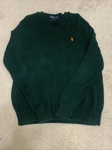 Vintage 90s Polo Ralph Lauren Forest Green Pima Cotton Knit Sweater. Size Large - Picture 1 of 12