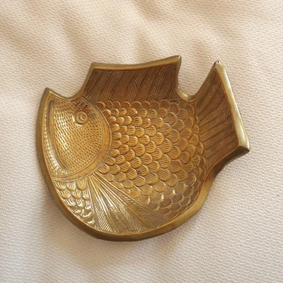 Seltene Messing Fisch Schale Ascher Skulptur true Vintage - Bild 1 von 4