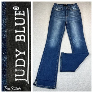 Judy Blue Slim Bootcut Dress Jeans Women 3/26(24X31) Distressed Medium Wash - Picture 1 of 15