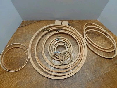 "Lote de 15 aros de madera para bordar punto de cruz tamaños de punta de aguja de 3"-14""" Foto 1 de 4